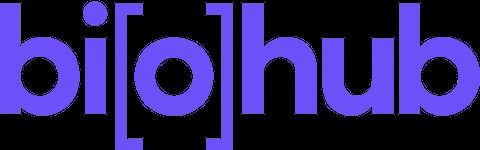 Biohub purple logo text on black background