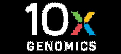 10x Genomics logo with colorful X symbol on black background